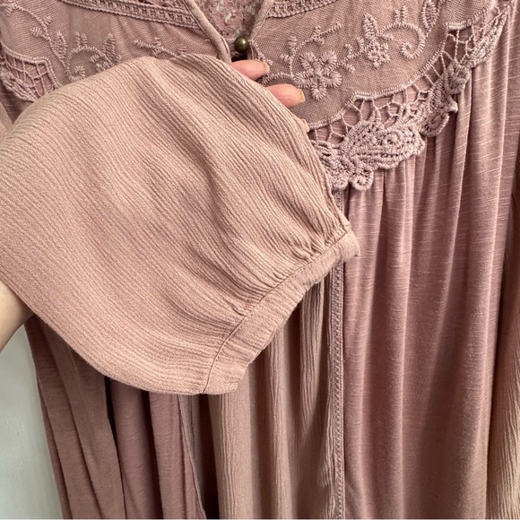 Knox Rose Women's Dusty Pink Lace Detail Boho Blouse - Size XXL - Picture 4 of 9